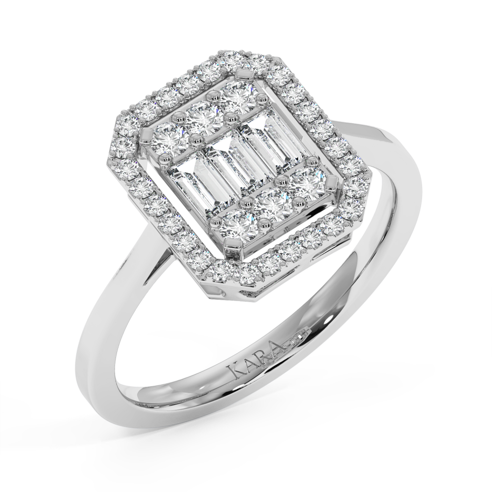 Ring with 0.24 ct Baget Diamonds and 0.27 ct round diamonds