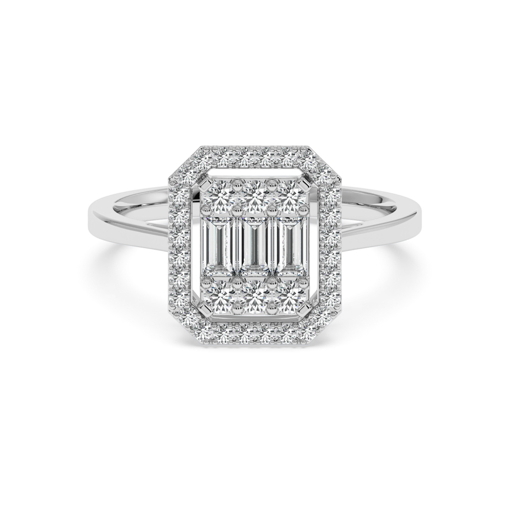 Ring with 0.24 ct Baget Diamonds and 0.27 ct round diamonds