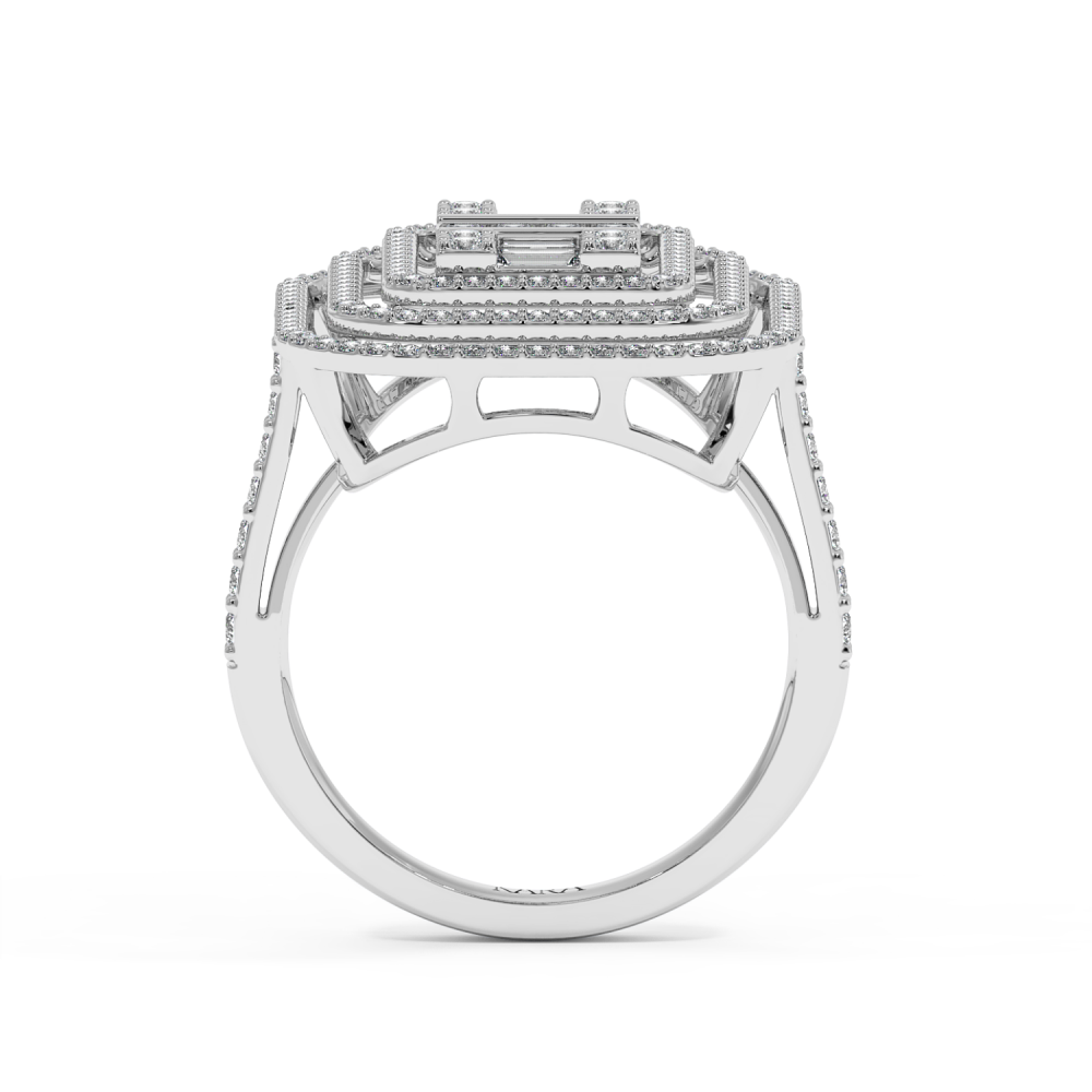 Ring with 0.27 ct Baget Diamonds and 0.82 ct round diamonds