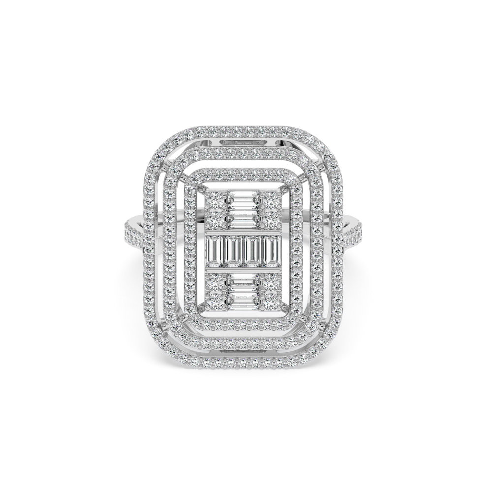 Ring with 0.27 ct Baget Diamonds and 0.82 ct round diamonds