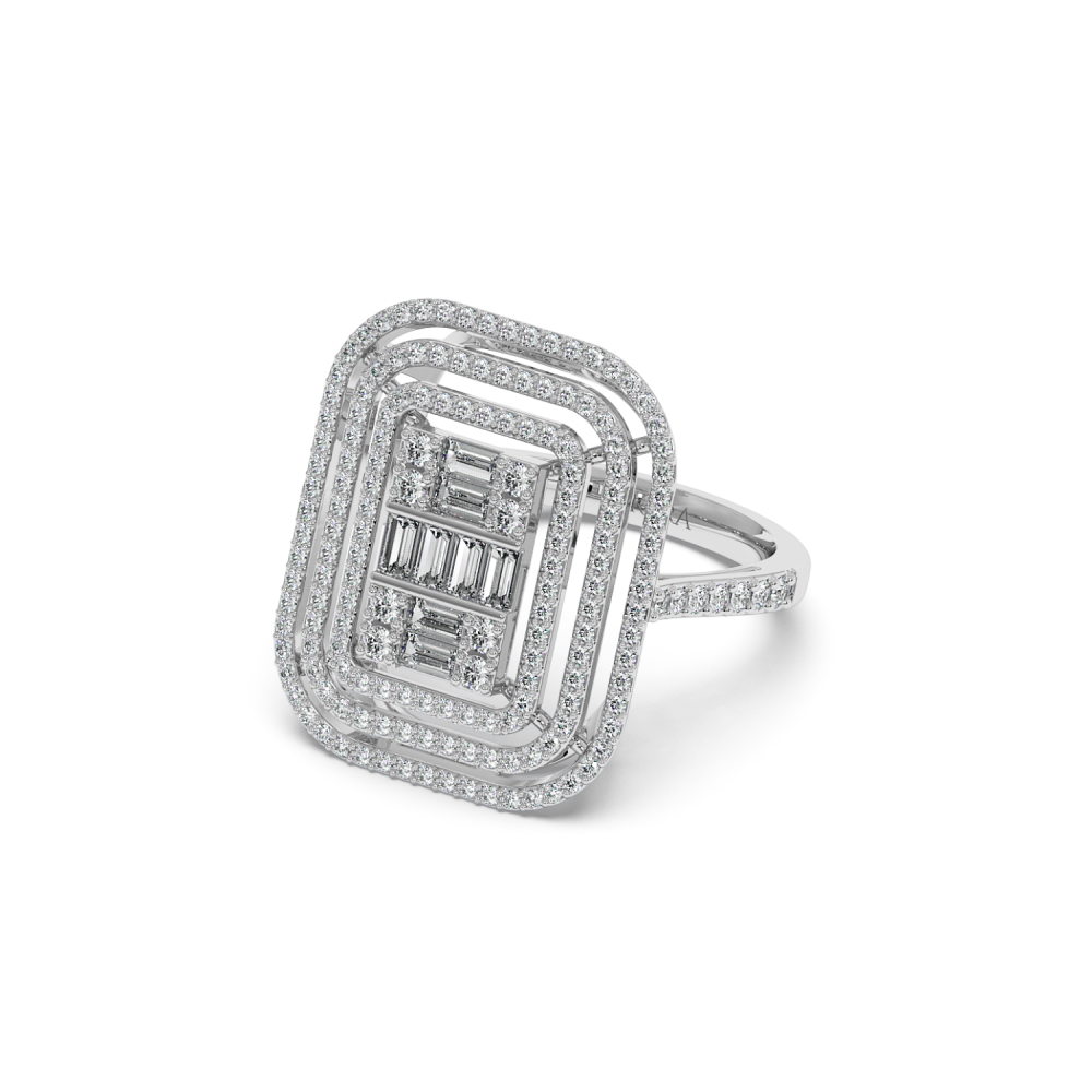 Ring with 0.27 ct Baget Diamonds and 0.82 ct round diamonds