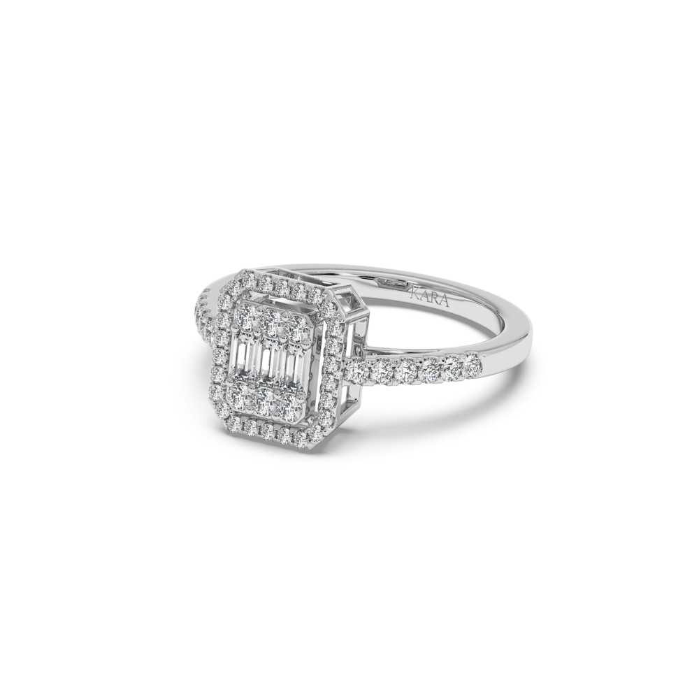 Ring with 0.31 ct Baget Diamonds and 0.40 ct round diamonds