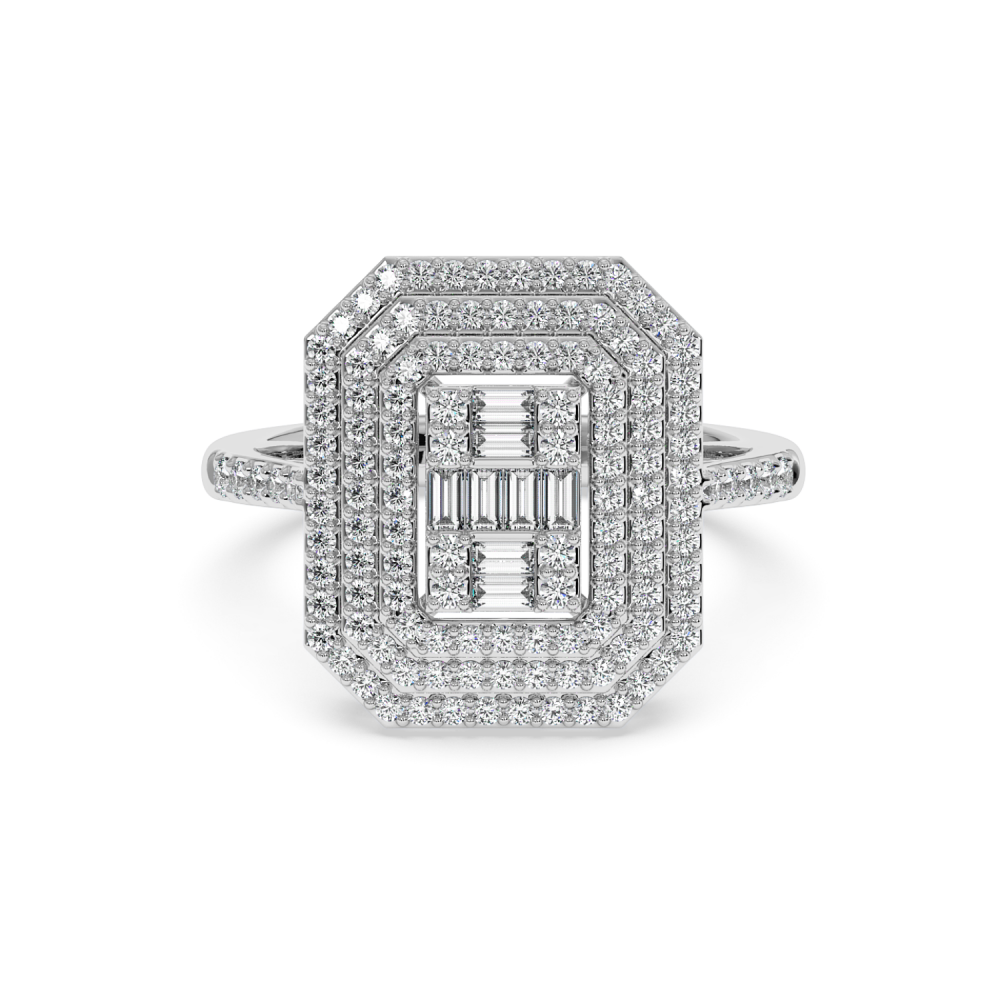 Ring with 0.40 ct Baget Diamonds and 0.60 ct round diamonds