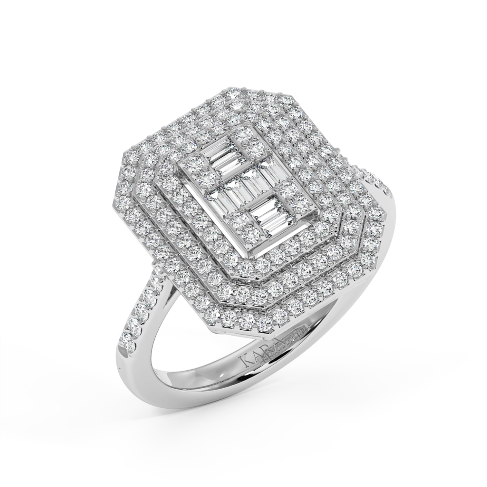 Ring with 0.40 ct Baget Diamonds and 0.60 ct round diamonds