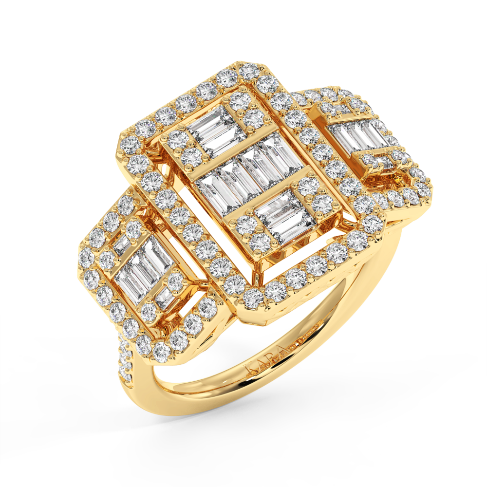 Ring with 0.46 ct Baget Diamonds and 0.86 ct round diamonds