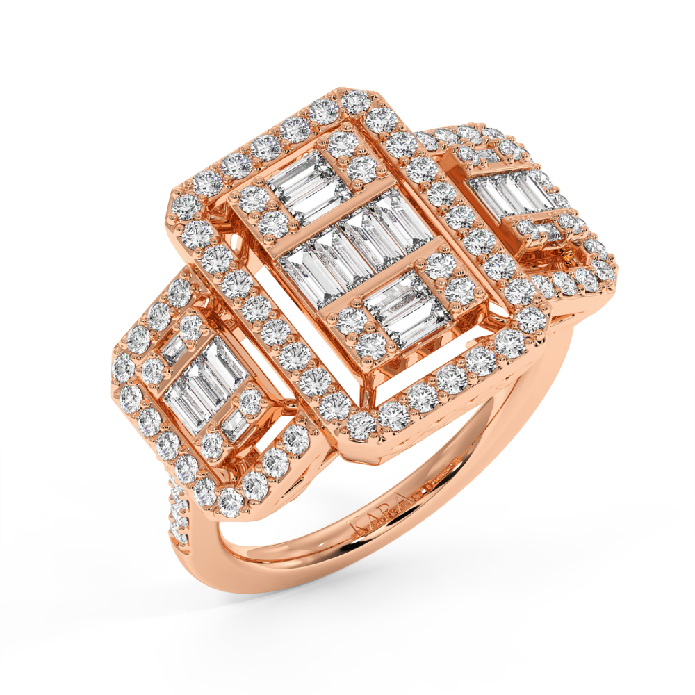 Ring with 0.46 ct Baget Diamonds and 0.86 ct round diamonds