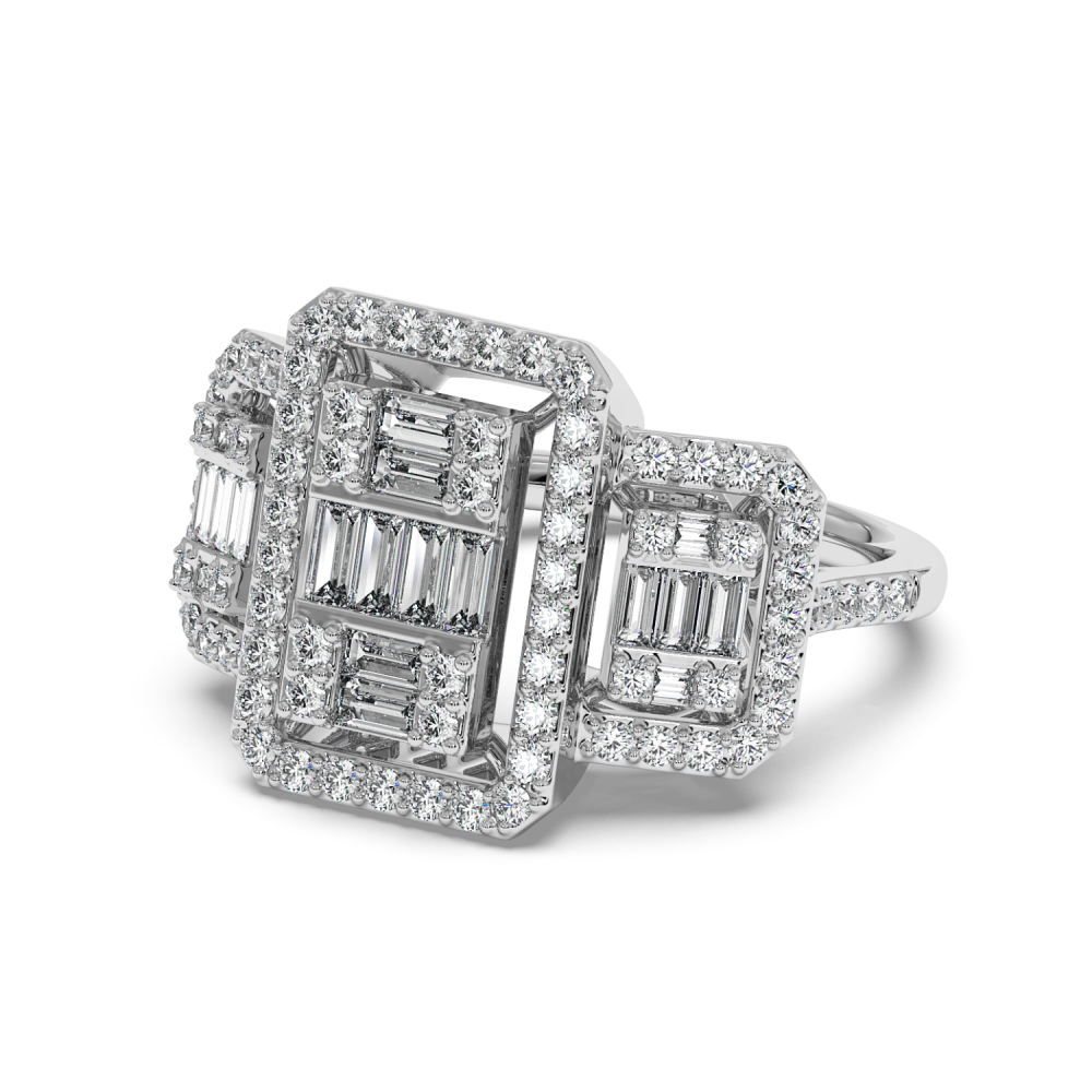 Ring with 0.46 ct Baget Diamonds and 0.86 ct round diamonds