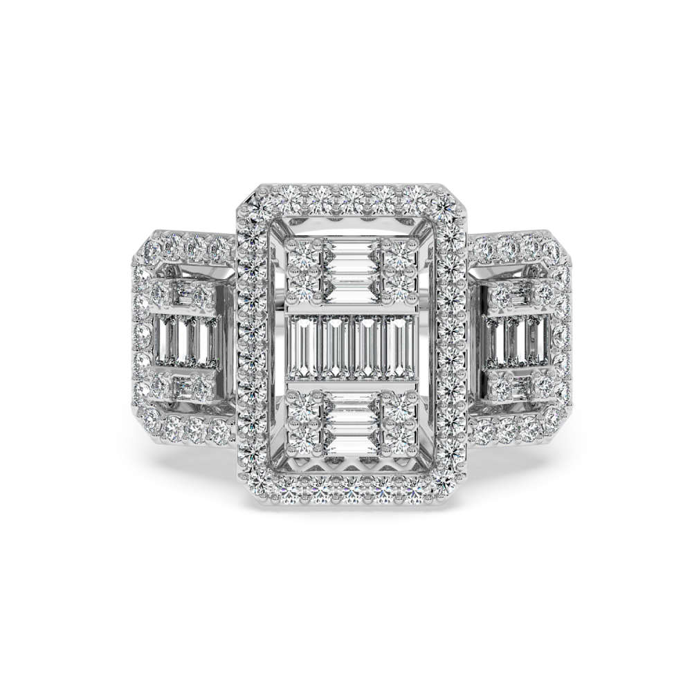 Ring with 0.46 ct Baget Diamonds and 0.86 ct round diamonds
