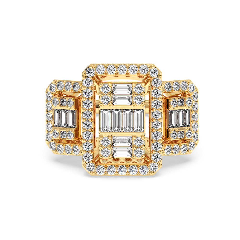 Ring with 0.46 ct Baget Diamonds and 0.86 ct round diamonds