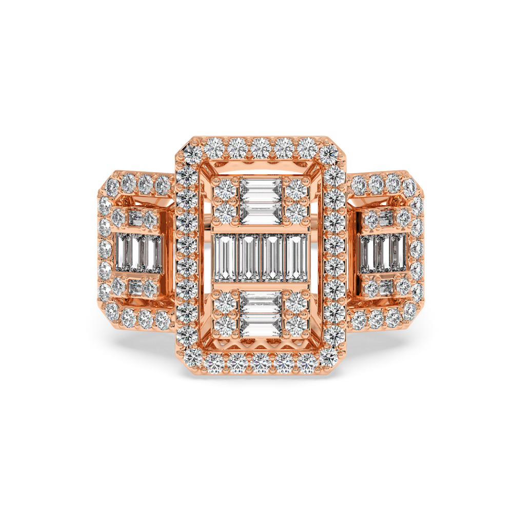 Ring with 0.46 ct Baget Diamonds and 0.86 ct round diamonds