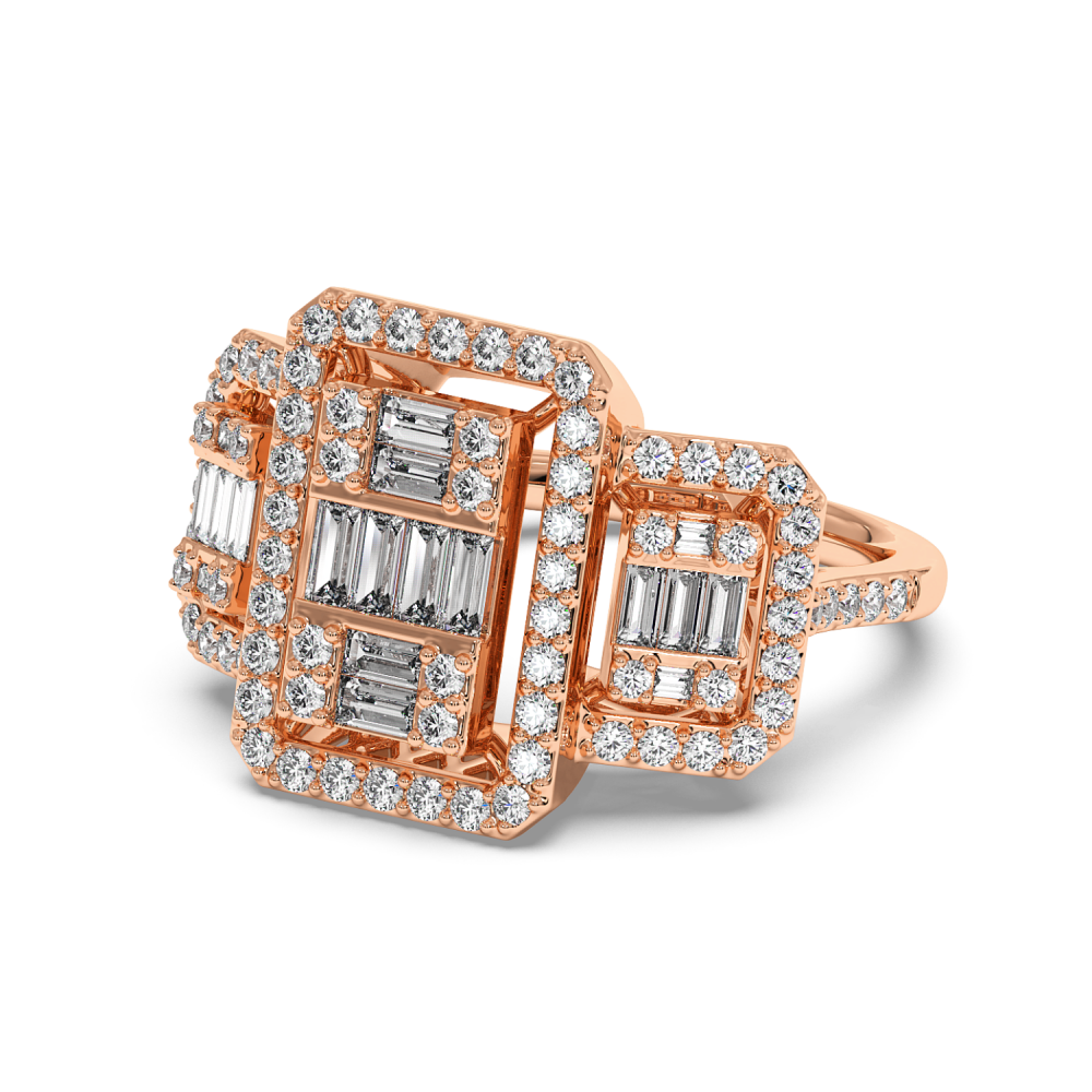 Ring with 0.46 ct Baget Diamonds and 0.86 ct round diamonds