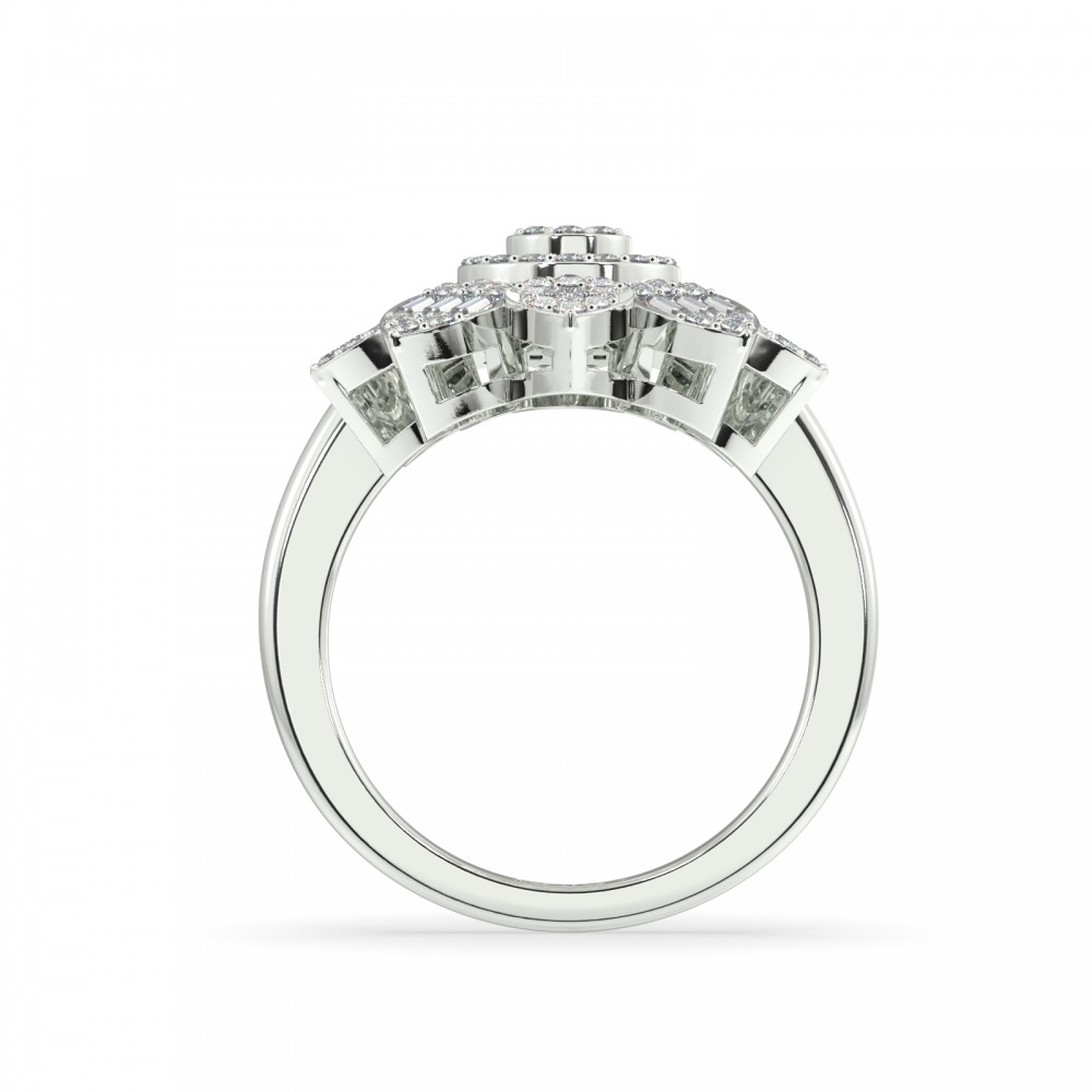 Ring with 0.45 ct Baget Diamonds and 0.42 ct round cut diamonds