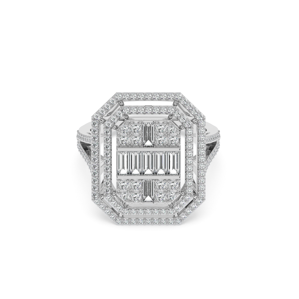 Ring with 0.54 ct Baget Diamonds and 0.85 ct round diamonds