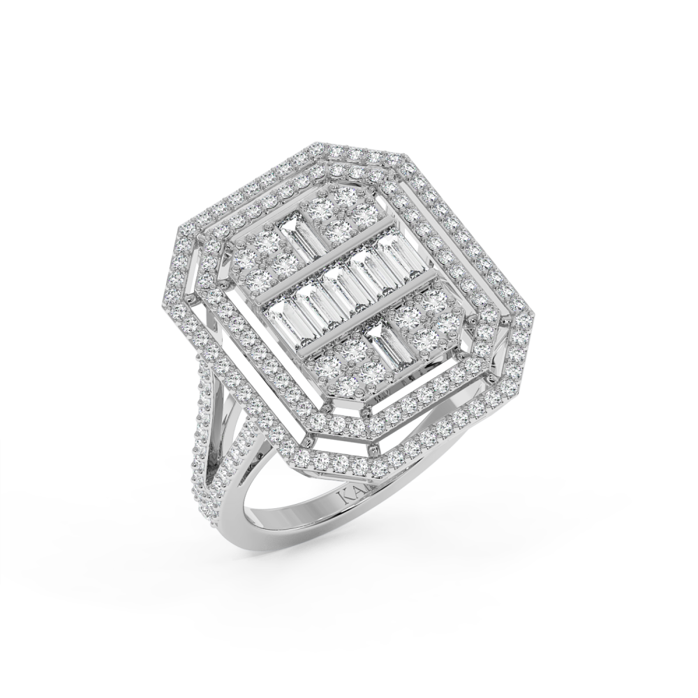 Ring with 0.54 ct Baget Diamonds and 0.85 ct round diamonds