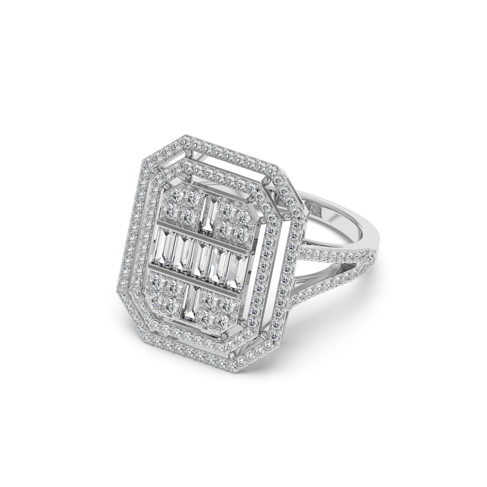 Ring with 0.54 ct Baget Diamonds and 0.85 ct round diamonds