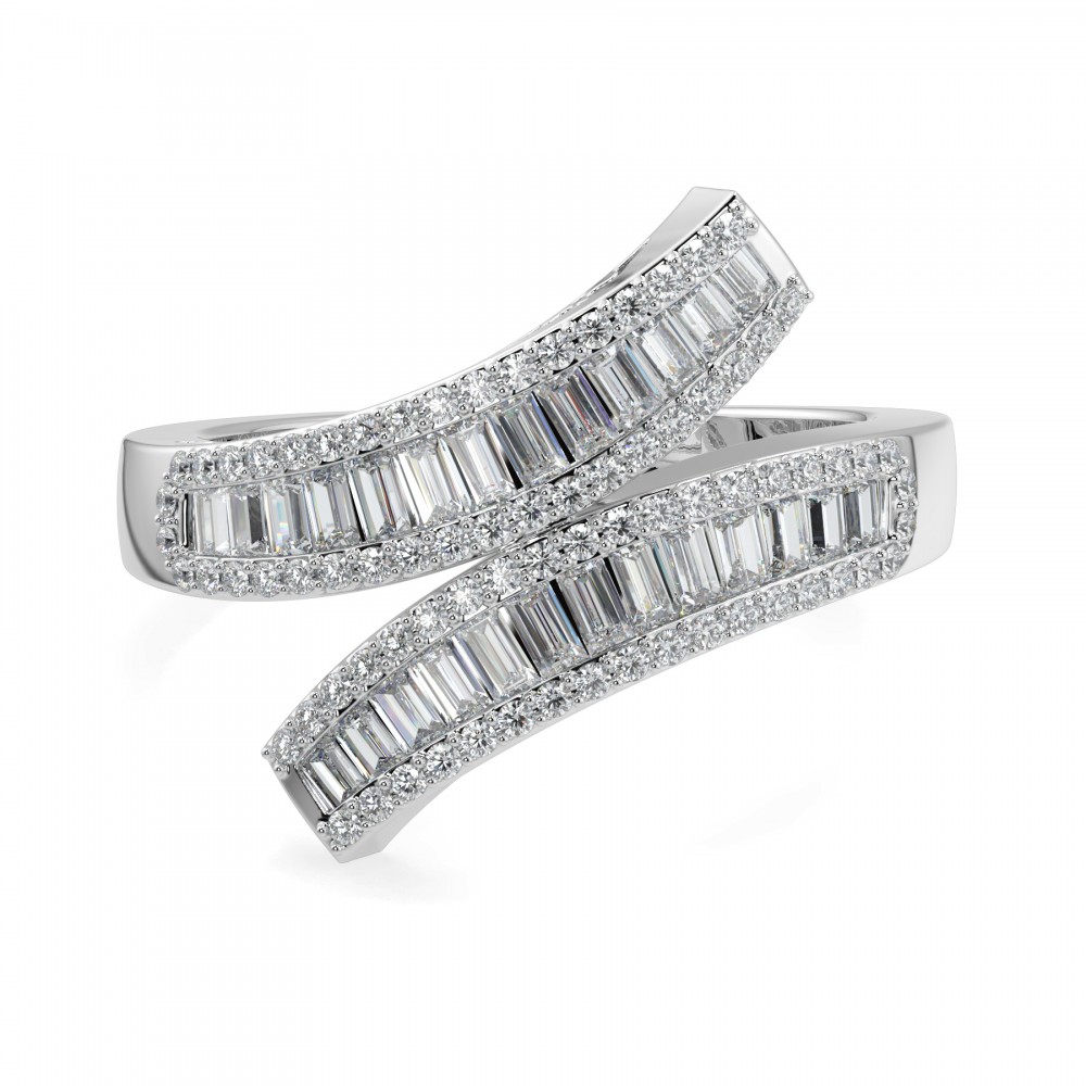 Ring with 0.56 ct Baget Diamonds and 0.21 ct round diamonds