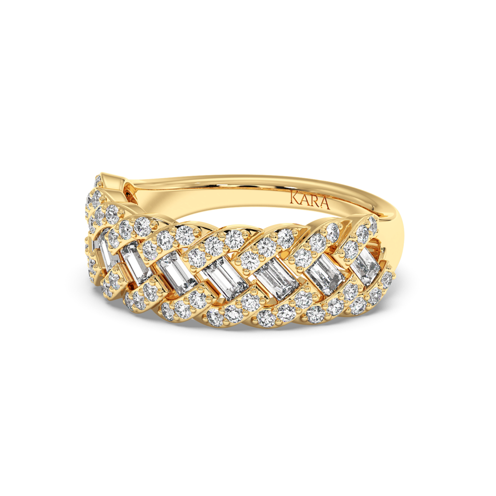 Ring with 0.56ct Baget Diamonds and 0.35ct Round Diamonds