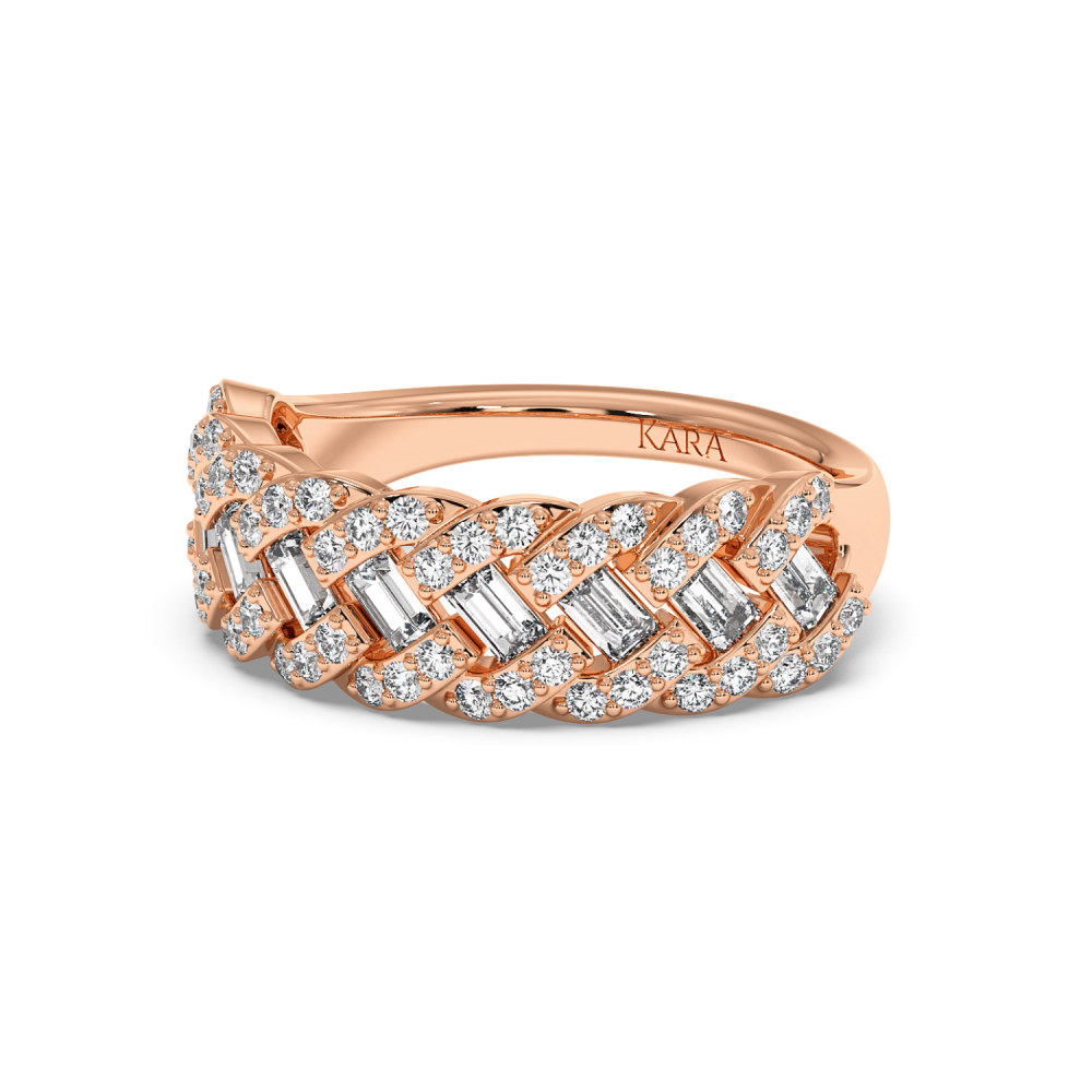 Ring with 0.56ct Baget Diamonds and 0.35ct Round Diamonds