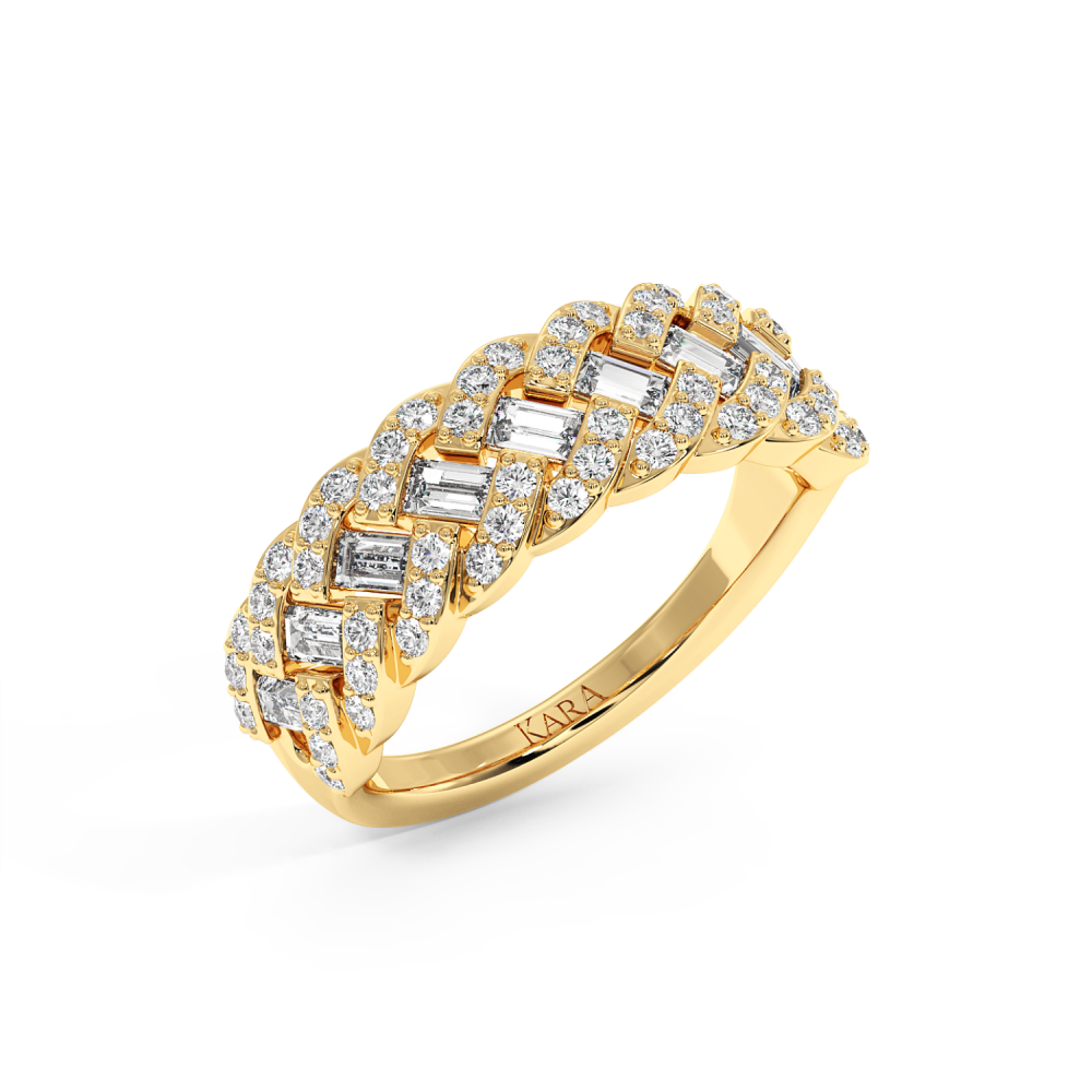 Ring with 0.56ct Baget Diamonds and 0.35ct Round Diamonds