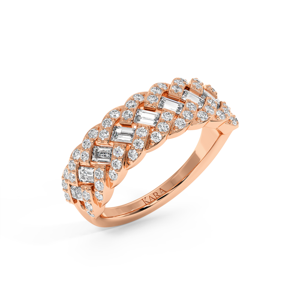Ring with 0.56ct Baget Diamonds and 0.35ct Round Diamonds