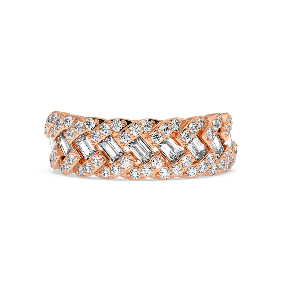 Ring with 0.56ct Baget Diamonds and 0.35ct Round Diamonds