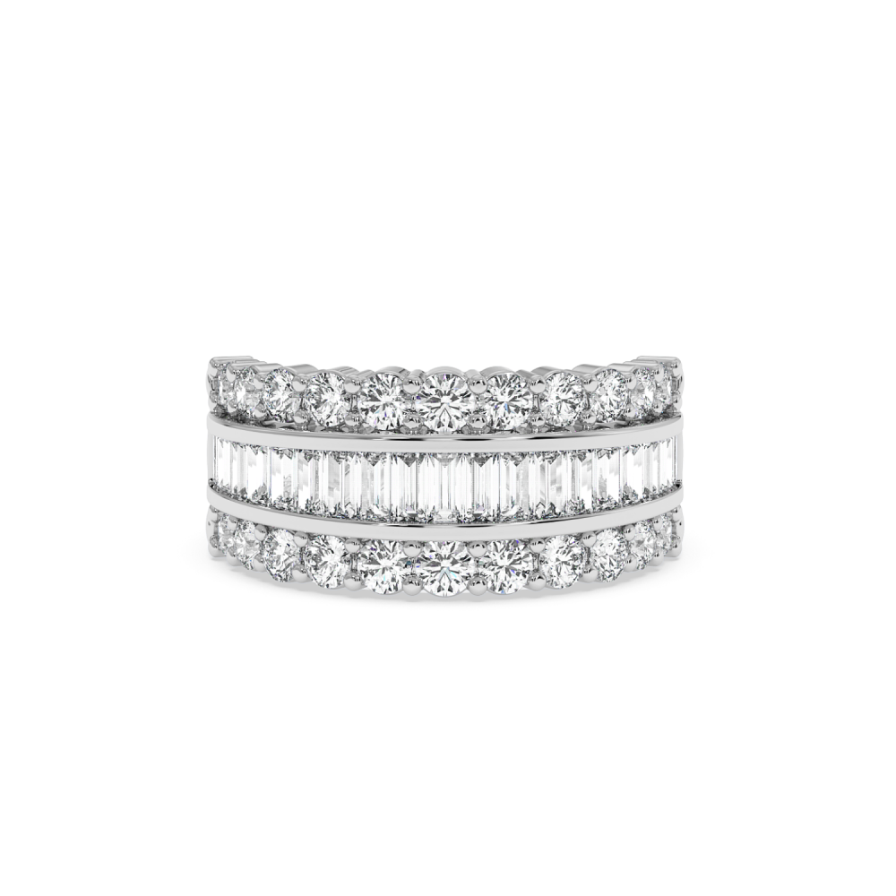 Ring with 0.72 ct Baget Diamonds and 1.16 ct side diamonds