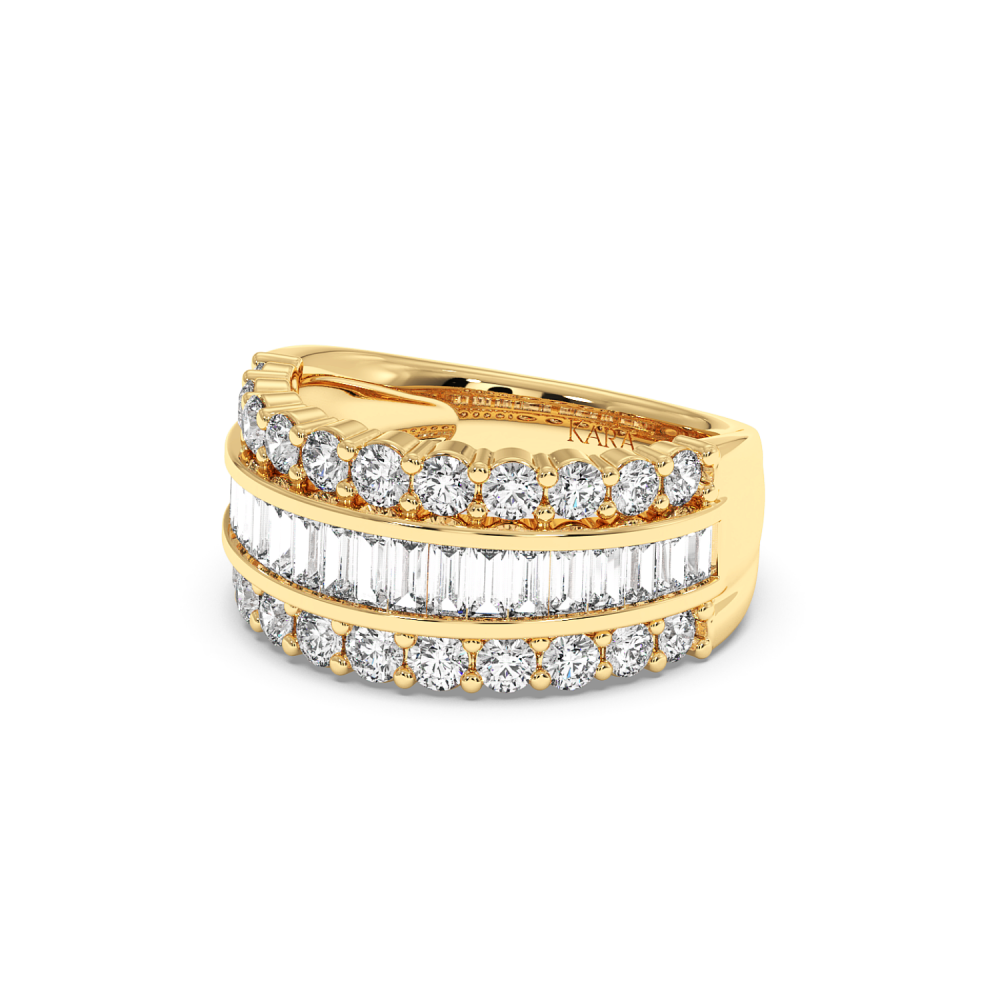 Ring with 0.72 ct Baget Diamonds and 1.16 ct side diamonds