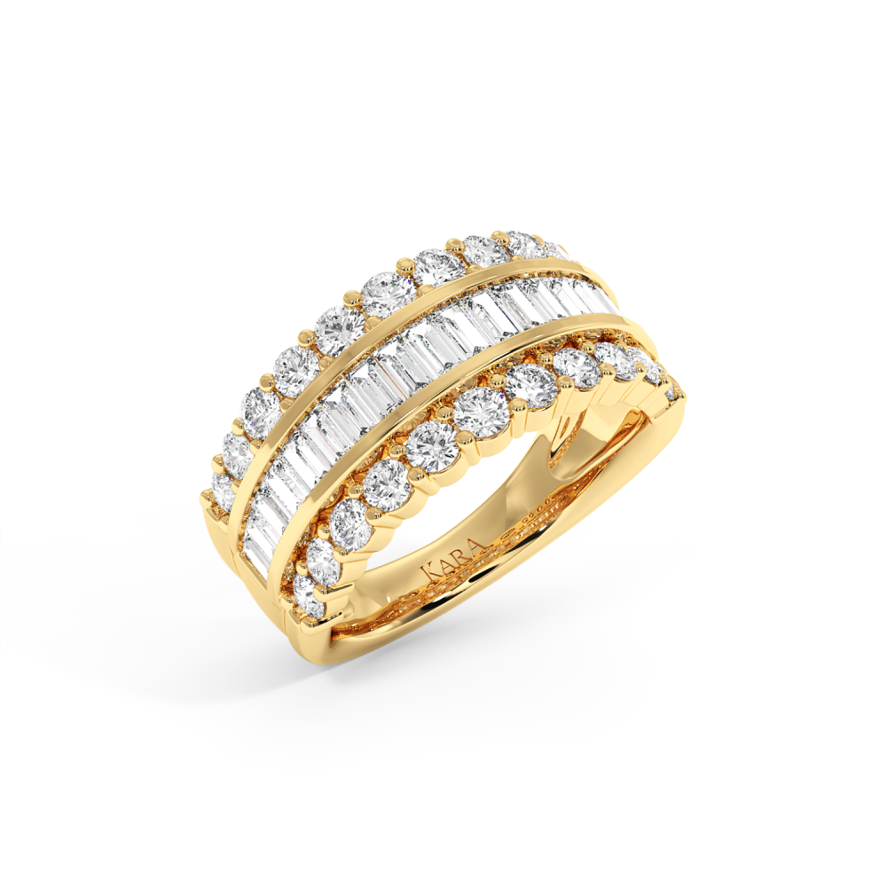 Ring with 0.72 ct Baget Diamonds and 1.16 ct side diamonds
