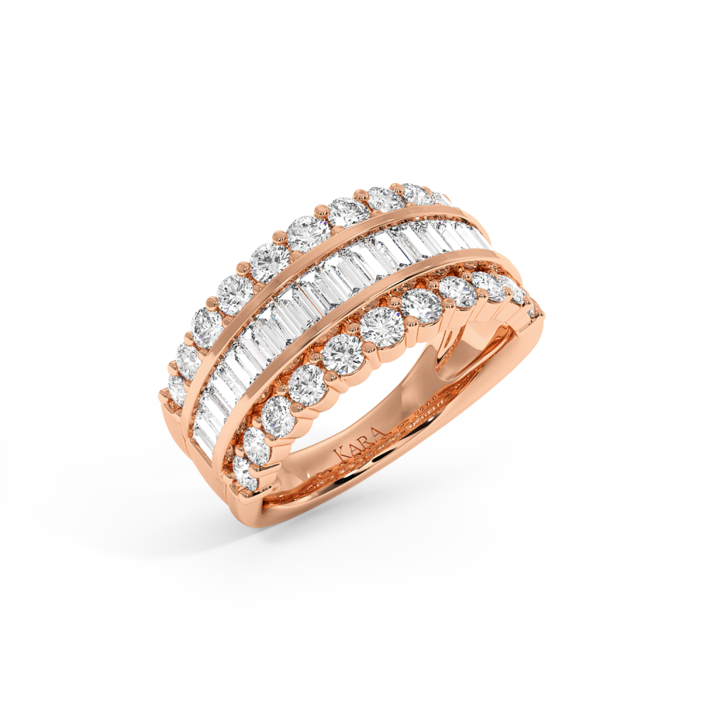 Ring with 0.72 ct Baget Diamonds and 1.16 ct side diamonds