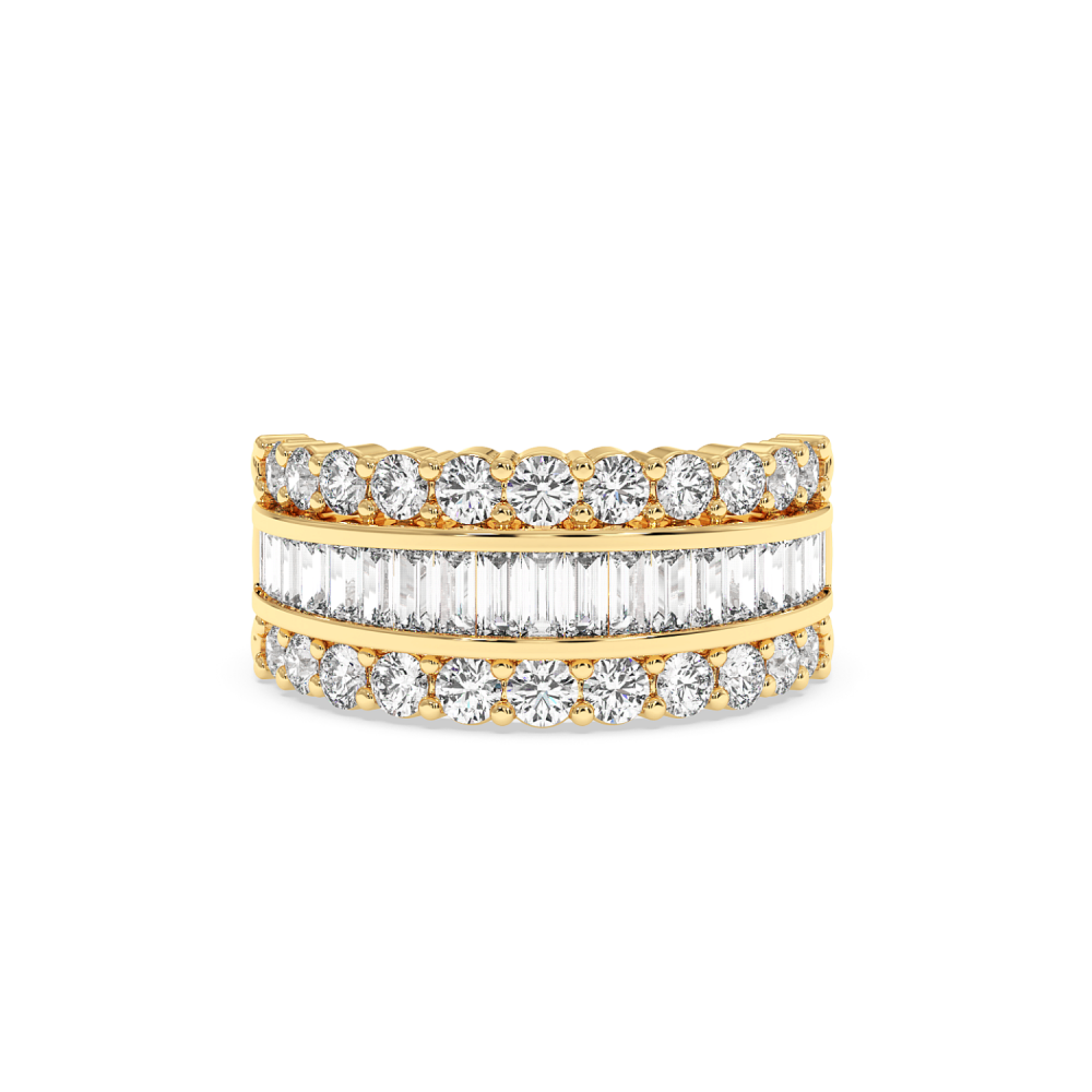 Ring with 0.72 ct Baget Diamonds and 1.16 ct side diamonds