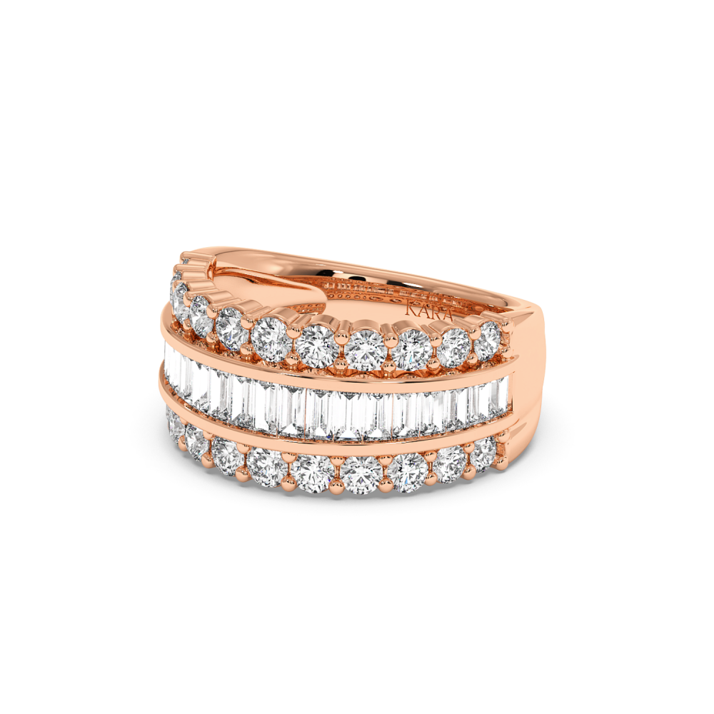 Ring with 0.72 ct Baget Diamonds and 1.16 ct side diamonds
