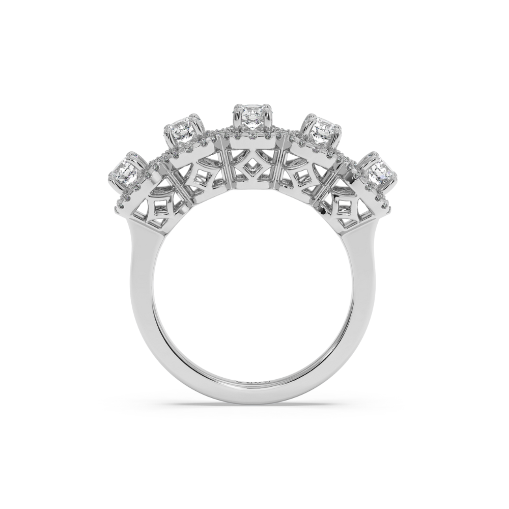 Ring with 0.80 ct center diamonds and 0.38 ct side diamonds