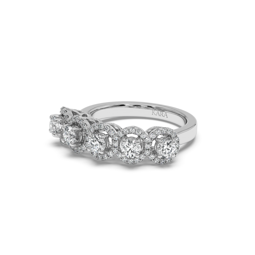 Ring with 0.80 ct center diamonds and 0.38 ct side diamonds