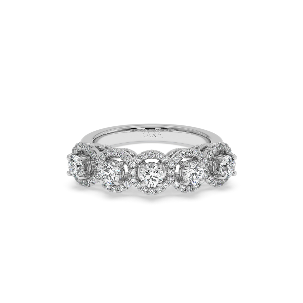 Ring with 0.80 ct center diamonds and 0.38 ct side diamonds
