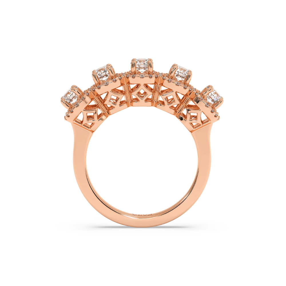 Ring with 0.80 ct center diamonds and 0.38 ct side diamonds