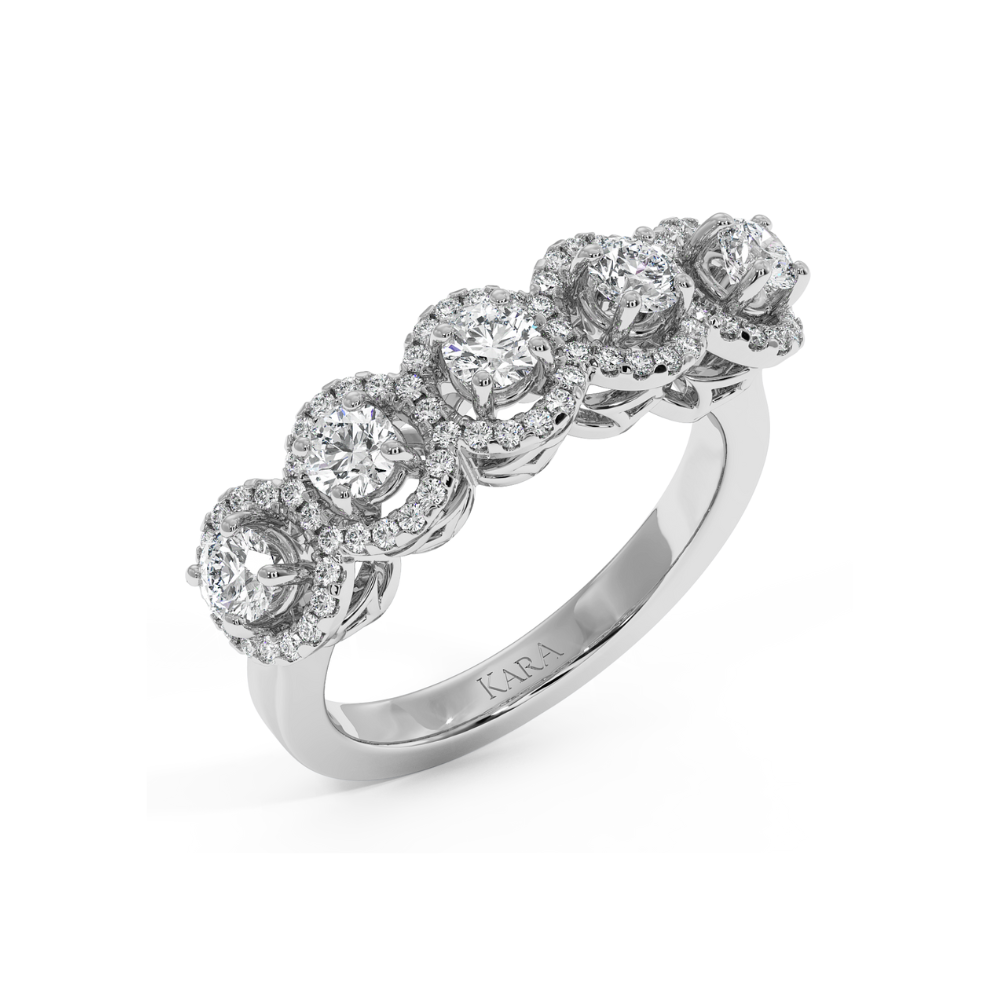 Ring with 0.80 ct center diamonds and 0.38 ct side diamonds