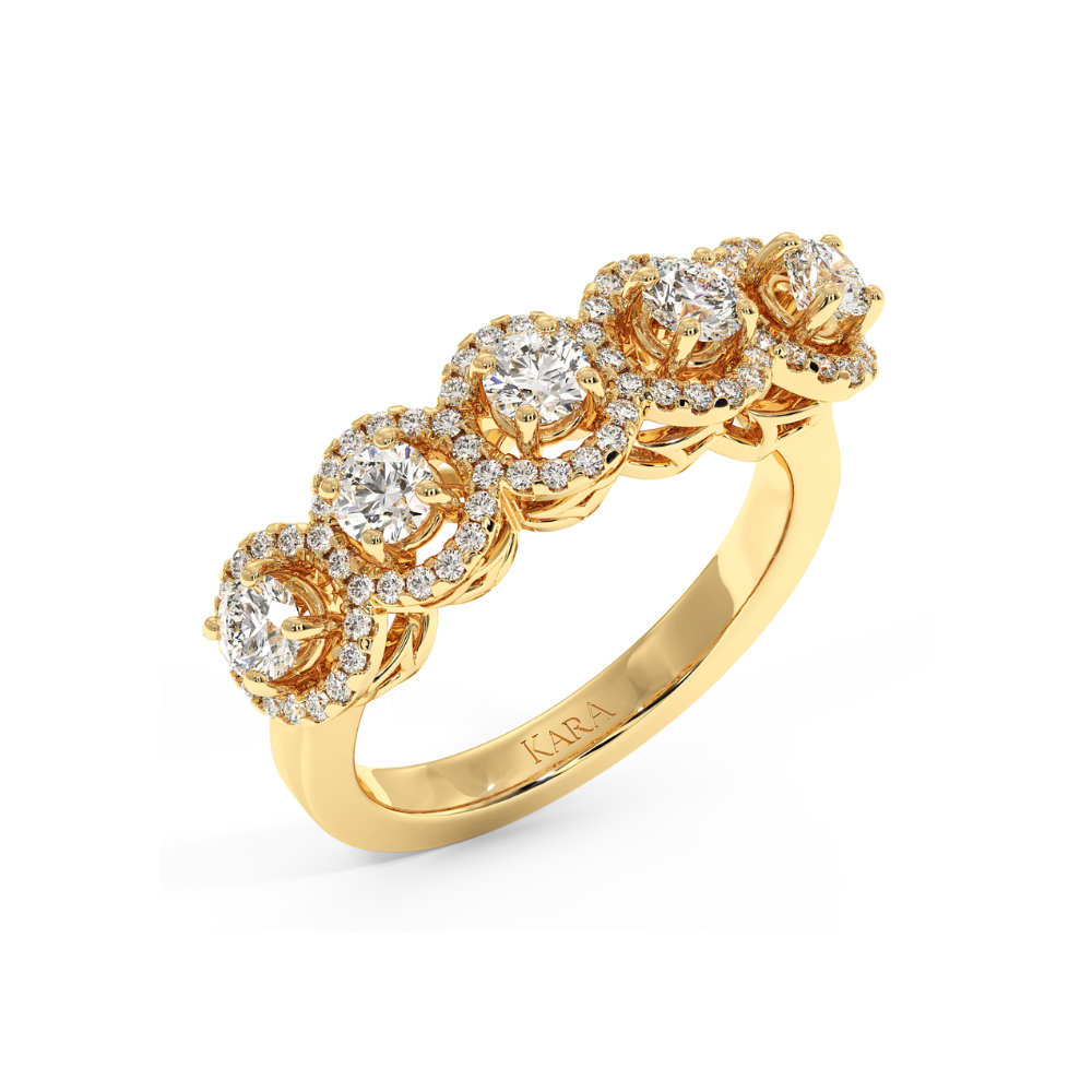 Ring with 0.80 ct center diamonds and 0.38 ct side diamonds