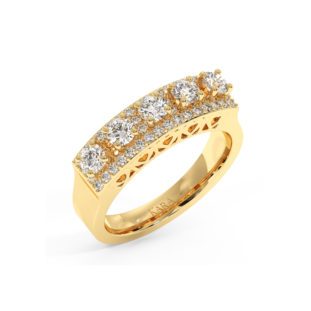 Ring with center diamonds of 0.92 ct and side diamonds of 0.33 ct