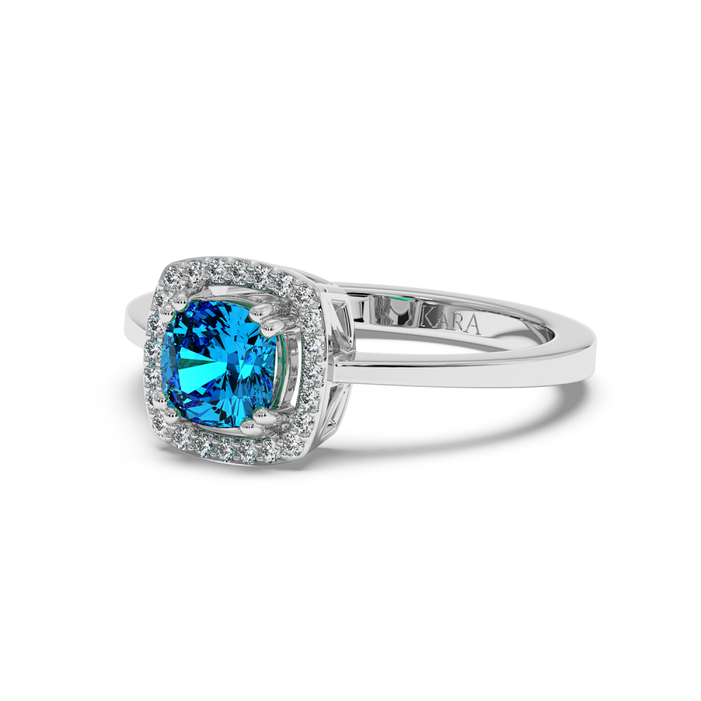 0.07 ct diamond and 0.86 ct blue-topaz ring