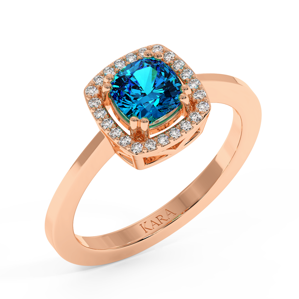 0.07 ct diamond and 0.86 ct blue-topaz ring