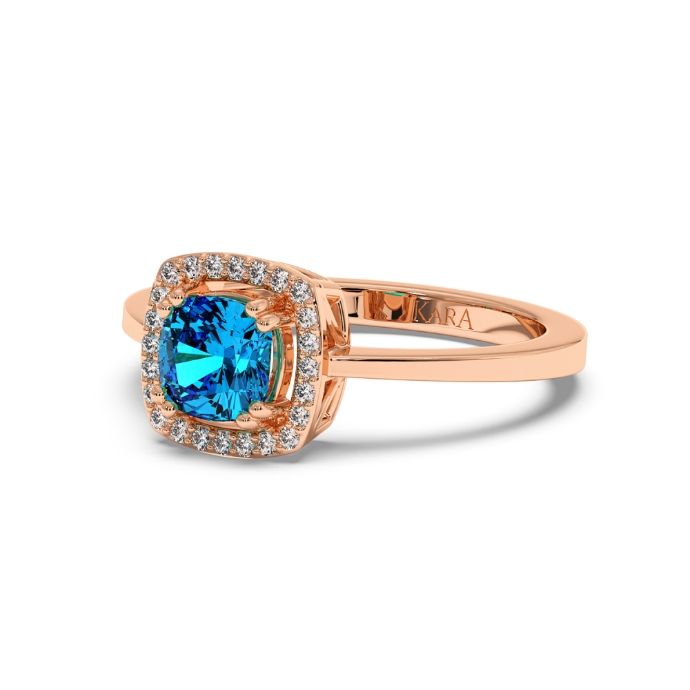 0.07 ct diamond and 0.86 ct blue-topaz ring