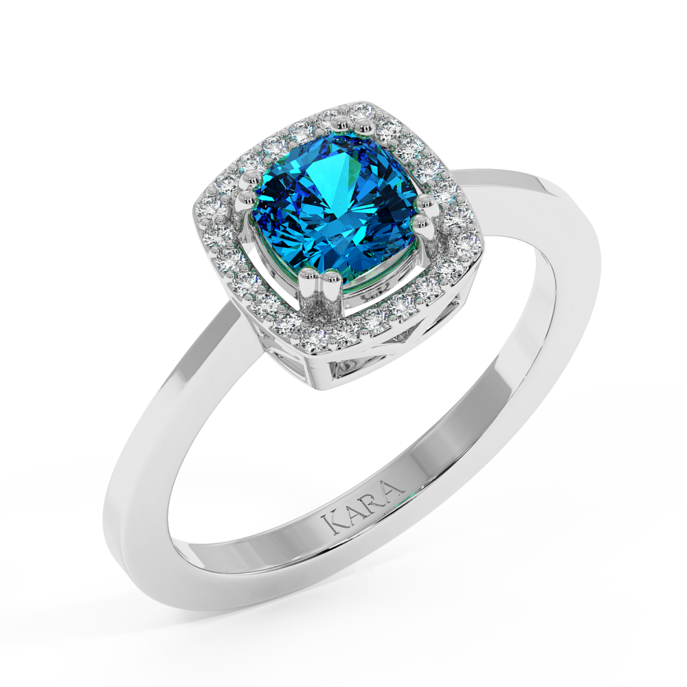 0.07 ct diamond and 0.86 ct blue-topaz ring