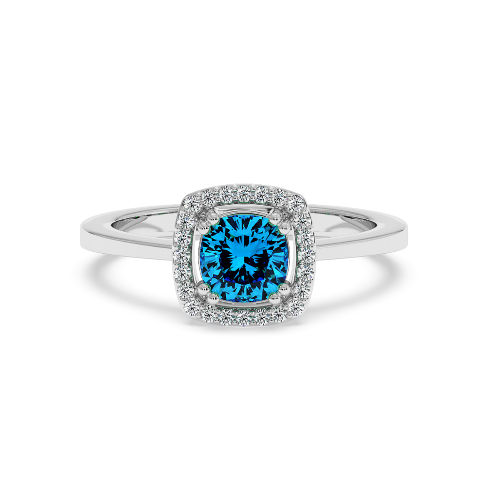 0.07 ct diamond and 0.86 ct blue-topaz ring