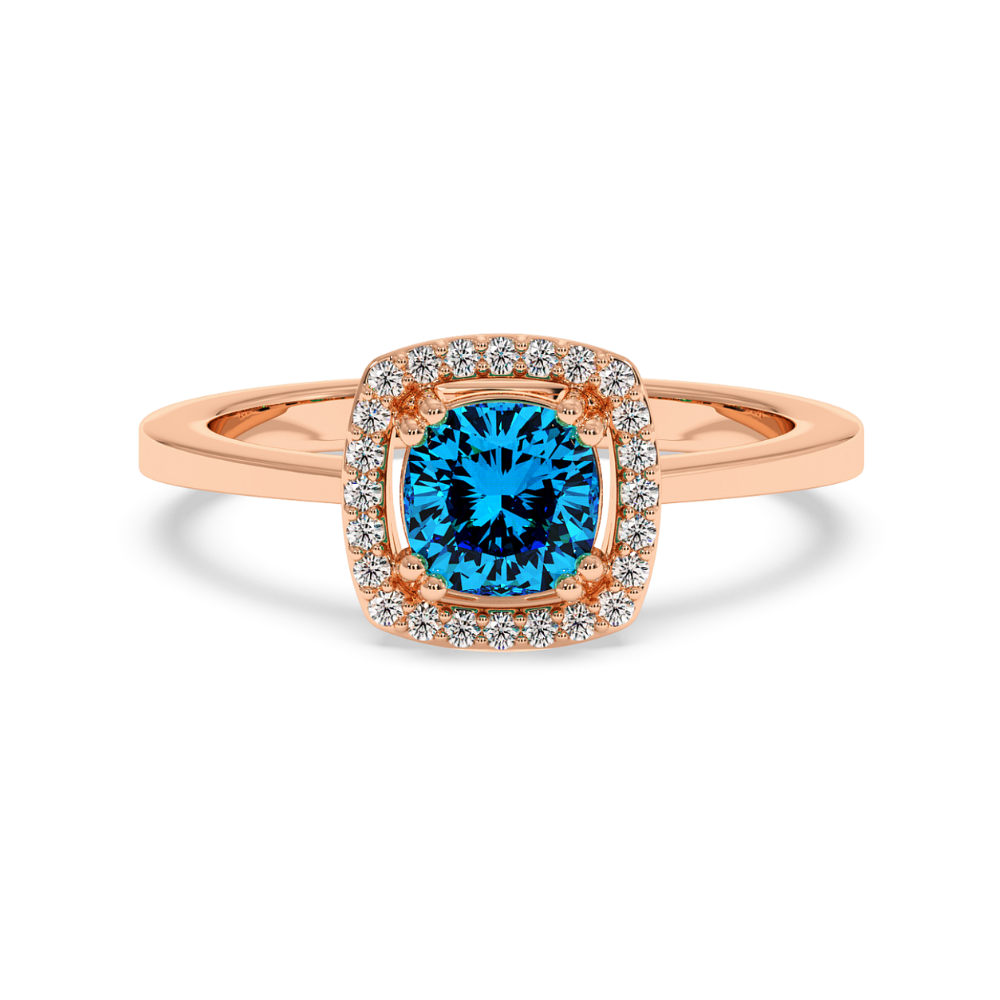 0.07 ct diamond and 0.86 ct blue-topaz ring