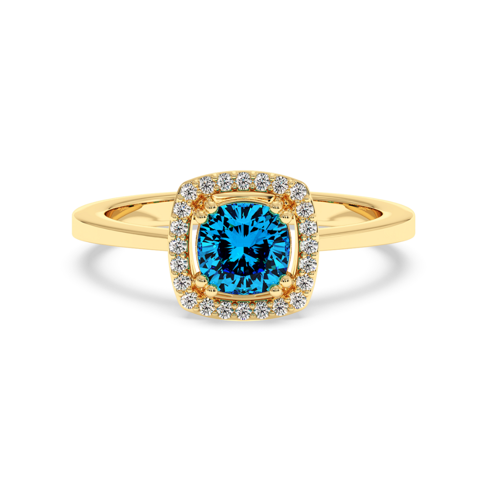 0.07 ct diamond and 0.86 ct blue-topaz ring