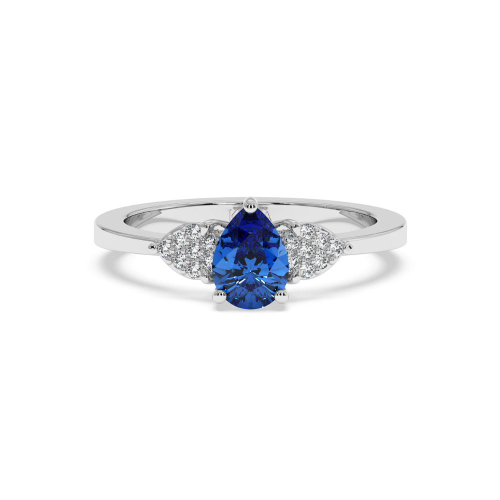 Ring with Diamonds of 0.08 ct and Sapphire of 0.65 ct