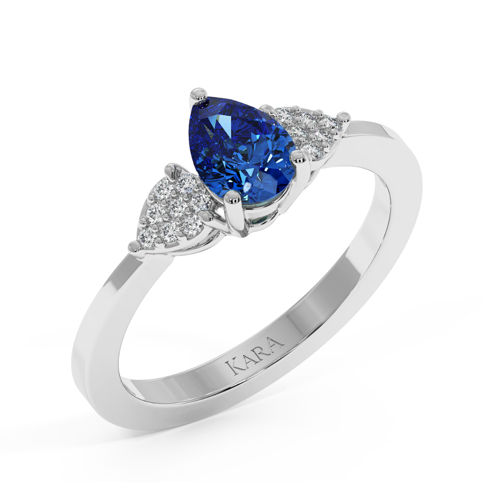 Ring with Diamonds of 0.08 ct and Sapphire of 0.65 ct