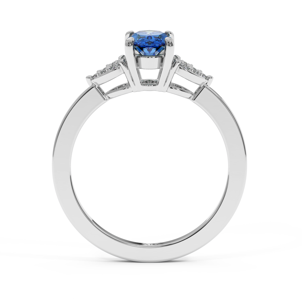 Ring with Diamonds of 0.08 ct and Sapphire of 0.70 ct
