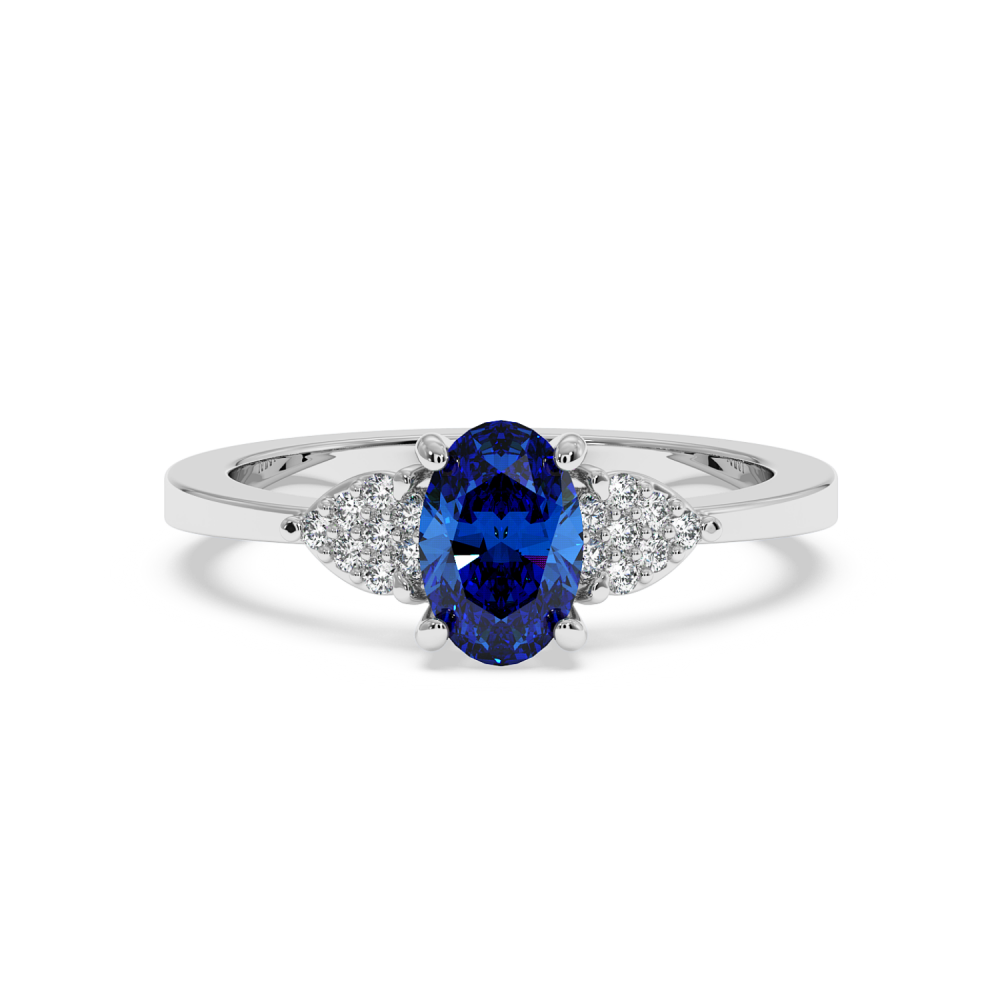 Ring with Diamonds of 0.08 ct and Sapphire of 0.70 ct
