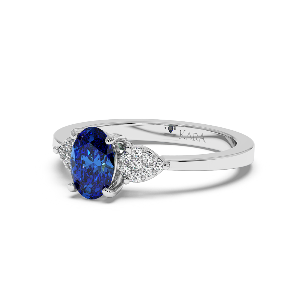 Ring with Diamonds of 0.08 ct and Sapphire of 0.70 ct